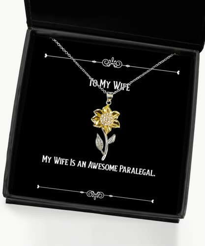 my wife is an awesome paralegal sunflower pendant necklace wife brilliant gifts for wife