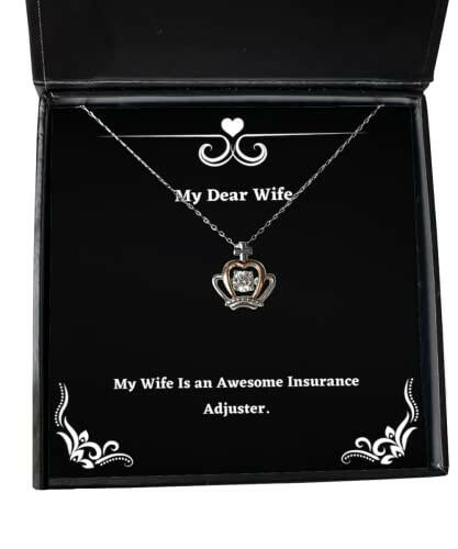 gag wife my wife is an awesome insurance adjuster holiday crown pendant necklace for wife