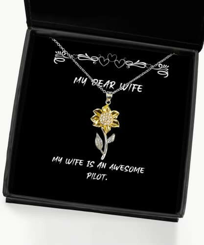 my wife is an awesome pilot sunflower pendant necklace wife present from husband fancy jewelry for