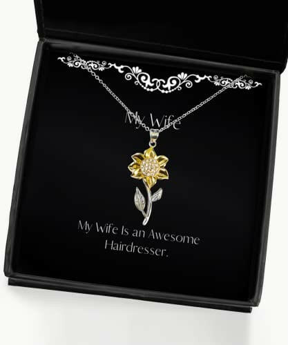 love wife sunflower pendant necklace my wife is an awesome hairdresser for present from husband jewelry for wife