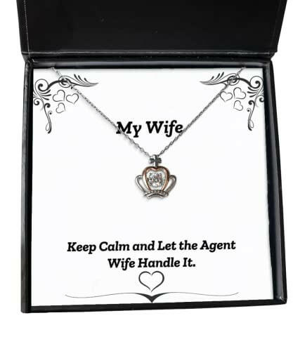 perfect wife keep calm and let the agent wife handle it wife crown pendant necklace from husband