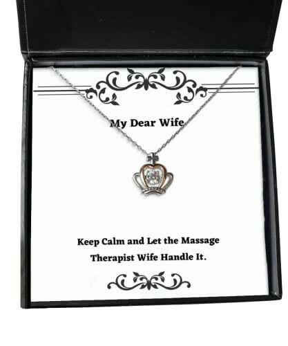keep calm and let the massage therapist wife handle it crown pendant necklace wife jewelry fancy for wife