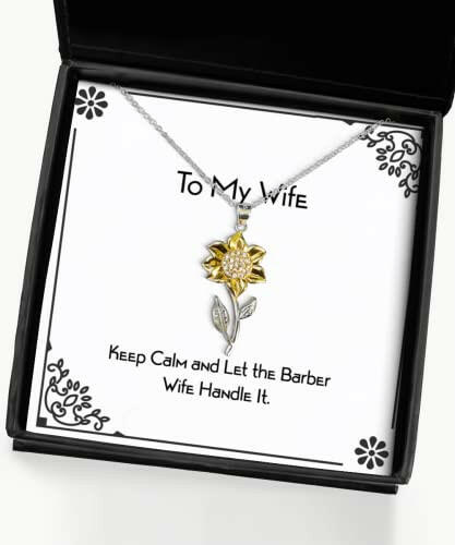 keep calm and let the barber wife handle it sunflower pendant necklace wife present from husband useful jewelry for wife gift