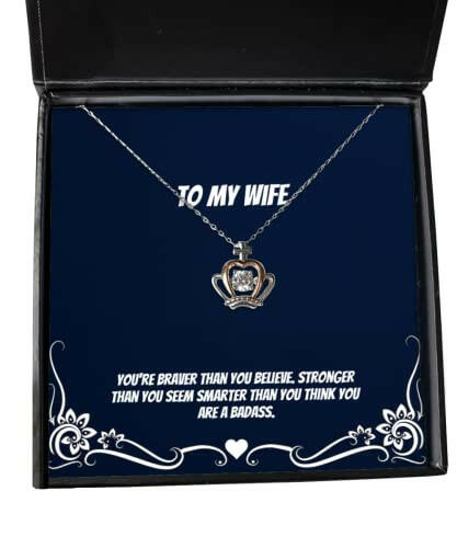 epic wife youre braver than you believe stronger than you seem smarter than you think wife crown pendant necklace from husband