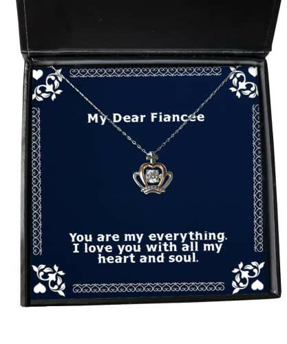 you are my everything i love you with all my heart and crown pendant necklace fiancee present from beautiful jewelry for engagement present engagement gift betrothal gift promise ring