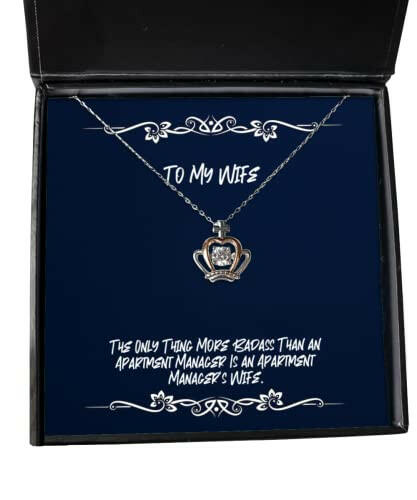 cute wife crown pendant necklace the only thing more badass than an apartment manager is an perfect for wife christmas