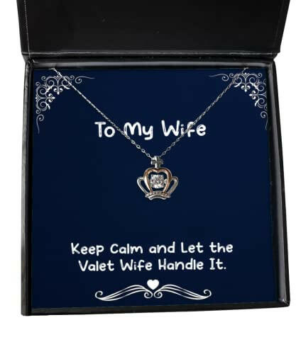 keep calm and let the valet wife handle it wife crown pendant necklace special wife gifts jewelry for wife funny crown pendant necklace gift funny crown necklace funny pendant necklace funny