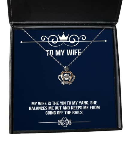funny wife gifts my wife is the yin to my yang she balances me inappropriate birthday crown pendant necklace gifts for wife gift ideas for wife unique gifts for wife personalized gifts for wife