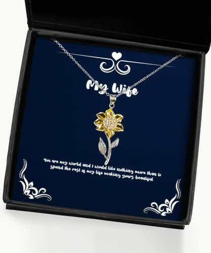 nice wife you are my world and i would like nothing more than to spend the joke holiday sunflower pendant necklace for wife