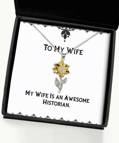 reusable wife gifts my wife is an awesome historian sarcasm holiday sunflower pendant necklace from