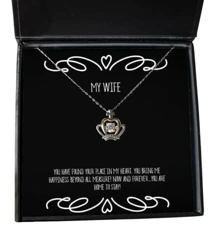 unique wife you have found your place in my heart you bring me happiness beyond all wife crown pendant necklace from husband