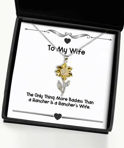 the only thing more badass than a rancher is a ranchers wife sunflower pendant necklace wife jewelry special for wife