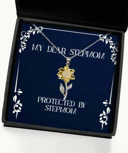protected by stepmom sunflower pendant necklace stepmom present from daughter epic for mother
