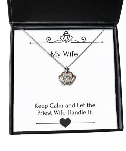 cheap wife gifts keep calm and let the priest wife handle it unique holiday crown pendant necklace gifts for wife