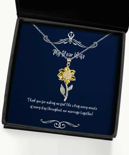 perfect wife sunflower pendant necklace thank you for making me feel like a king every minute motivational for wife holiday