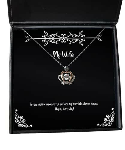 to the woman who has to endure my terrible dance moves wife crown pendant necklace motivational wife gifts jewelry for wife wedding anniversary wifes birthday valentines day christmas mothers