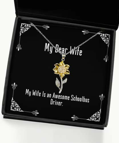 fancy wife my wife is an awesome schoolbus driver cute holiday sunflower pendant necklace from