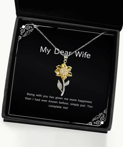 cheap wife gifts being with you has given me more happiness than i had joke birthday sunflower pendant necklace from wife funny sunflower pendant necklace gift funny sunflower pendant necklace