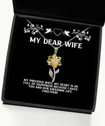 sarcasm wife gifts my precious wife my heart is so full of happiness best holiday sunflower pendant necklace from wife wife birthday gift wife birthday present gift for wife on birthday best