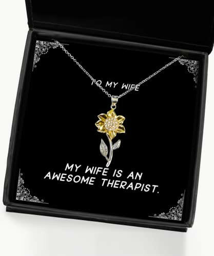 wife for my wife is an awesome therapist perfect wife sunflower pendant necklace jewelry from husband