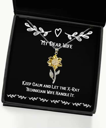new wife keep calm and let the x ray technician wife handle it nice christmas sunflower pendant necklace for wife