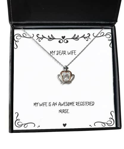my wife is an awesome registered nurse wife crown pendant necklace new wife jewelry for