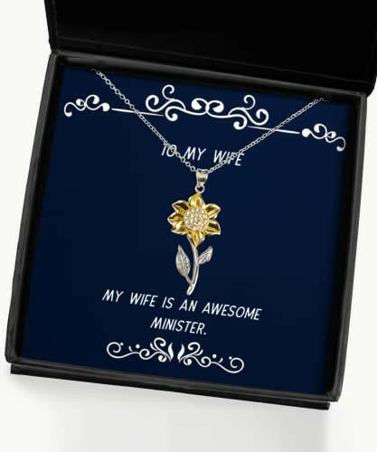 my wife is an awesome minister wife sunflower pendant necklace reusable wife jewelry for