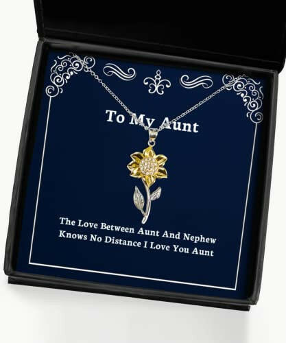 sarcastic aunt gifts the love between aunt and nephew knows no distance i love you aunt joke sunflower pendant necklace for from