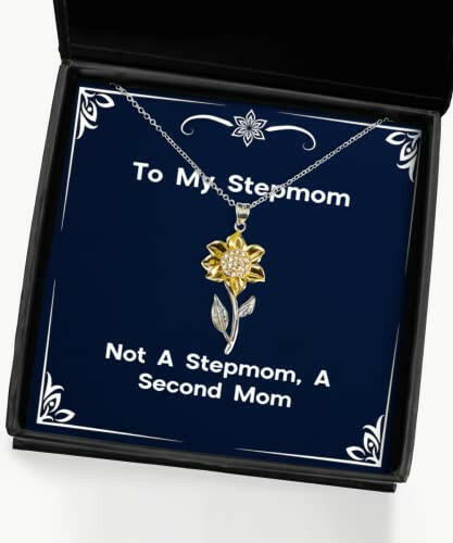reusable stepmom sunflower pendant necklace not a stepmom a second mom present for mom new gifts from daughter