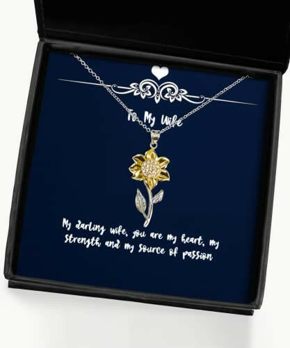 wife for wife my darling wife you are my heart my strength and my unique wife sunflower pendant necklace jewelry from husband