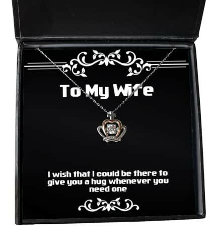 cool wife gifts i wish that i could be there to give you a hug whenever you need one birthday crown pendant necklace for wife gift ideas unique gift ideas thoughtful gift ideas inexpensive gift