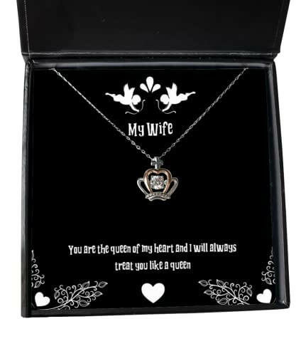 you are the queen of my heart and i will always treat you like a queen crown pendant necklace wife jewelry cool for wife