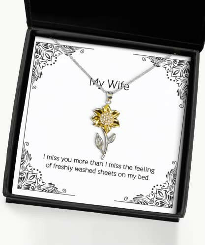 perfect wife sunflower pendant necklace i miss you more than i miss the gifts for wife present from husband jewelry for wife funny wife gift gag gift for wife funny birthday gift for wife