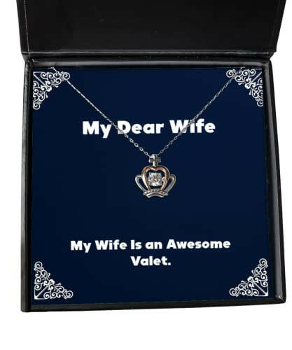 sarcastic wife gifts my wife is an awesome valet holiday crown pendant necklace for wife present wifes present wifes gift husband