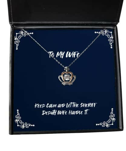 cheap wife crown pendant necklace keep calm and let the sheriff deputy wife handle it motivational for wife holiday