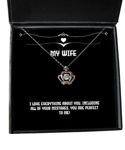 brilliant wife i love everything about you including all of your mistakes you funny holiday crown pendant necklace for wife