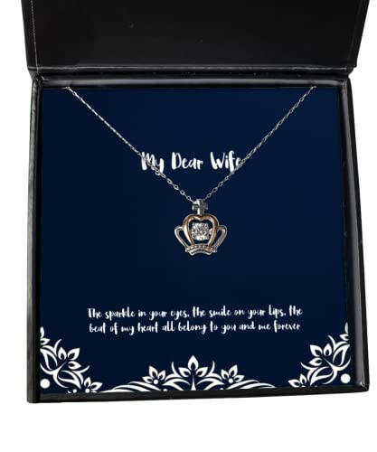 cute wife the sparkle in your eyes the smile on your lips the beat of my heart all belong wife crown pendant necklace from husband
