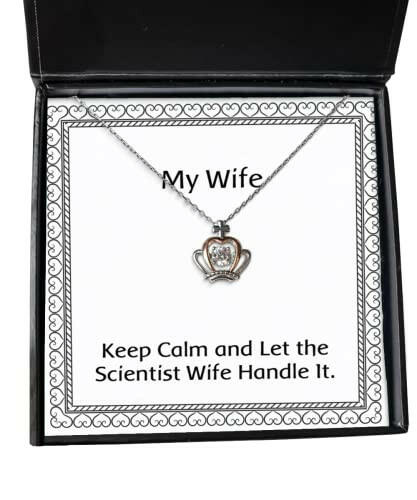 epic wife gifts keep calm and let the scientist wife handle it inspirational holiday crown pendant necklace gifts for wife funny wife gift for wife funny gift for wife unique gift for wife