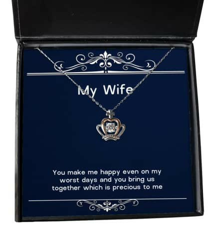 you make me happy even on my worst days and you bring us together which is crown pendant necklace wife jewelry reusable for wife