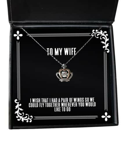 inappropriate wife crown pendant necklace i wish that i had a pair of wings so we could fly present for wife joke from husband