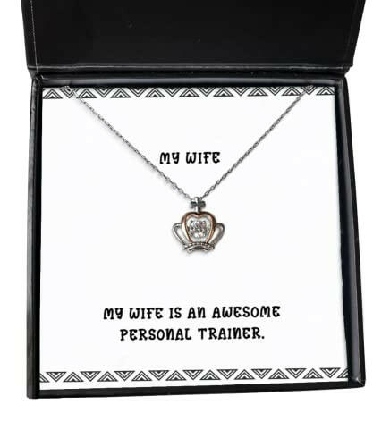my wife is an awesome personal trainer wife crown pendant necklace best wife jewelry for