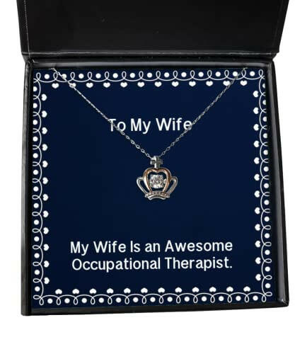 my wife is an awesome occupational therapist crown pendant necklace wife present from husband special jewelry for