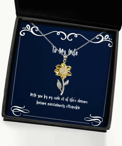 unique idea wife with you by my side all of lifes dreams become miraculously valentines day sunflower pendant necklace for wife