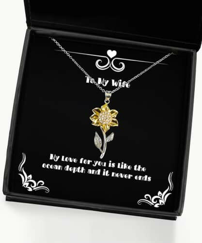 wife for wife my love for you is like the ocean depth and it never inspire wife sunflower pendant necklace jewelry from husband