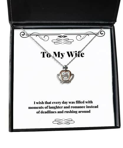 inspire wife crown pendant necklace i wish that every day was filled with moments of present for wife joke gifts from husband