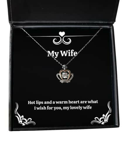 unique idea wife hot lips and a warm heart are what i wish for you my lovely cool christmas crown pendant necklace for wife