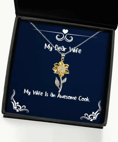 joke wife my wife is an awesome cook wife sunflower pendant necklace from husband