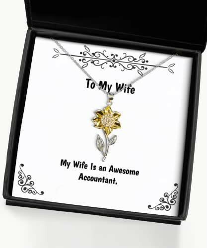 gag wife my wife is an awesome accountant wife sunflower pendant necklace from husband