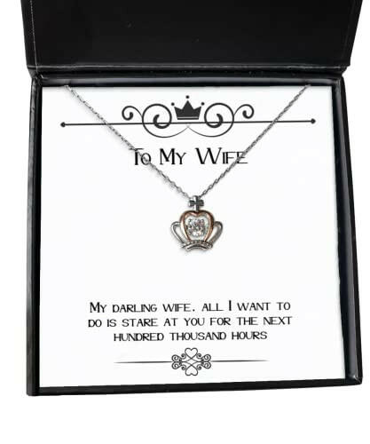 inspirational wife crown pendant necklace my darling wife all i want to do is for wife present from husband jewelry for wife