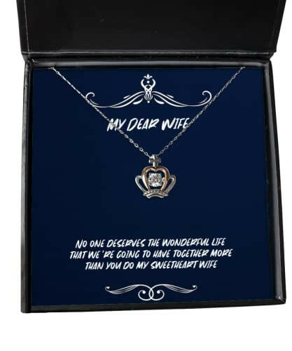 gag wife crown pendant necklace no one deserves the wonderful life that were going to have sarcasm for wife christmas